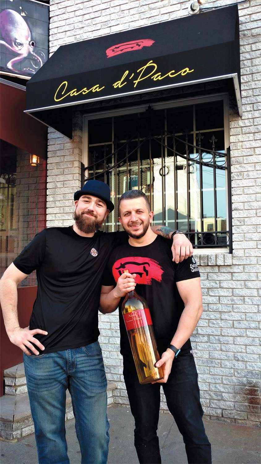 Casa d’Paco owner Angel Leston (left) and Todor, the bartender who created the drink. Trophy by GlassRoots, Newark.