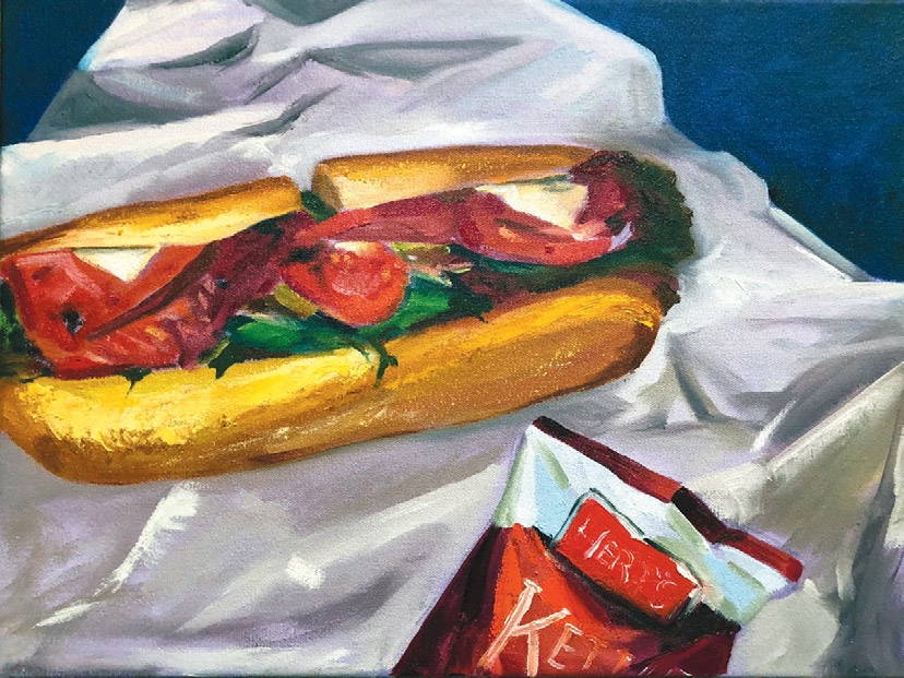 painting of a sub sandwich