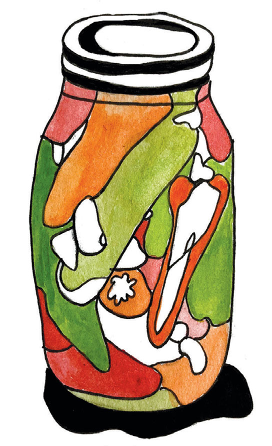 illustration of a jar of pickled peppers