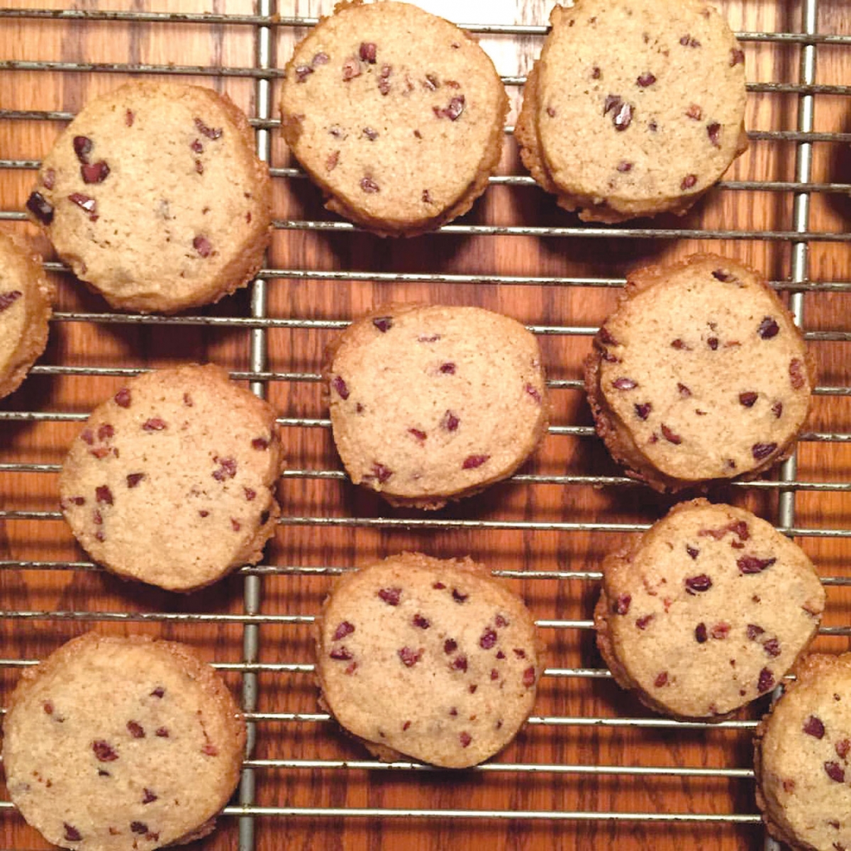whole wheat butter cookies with cacao nibs