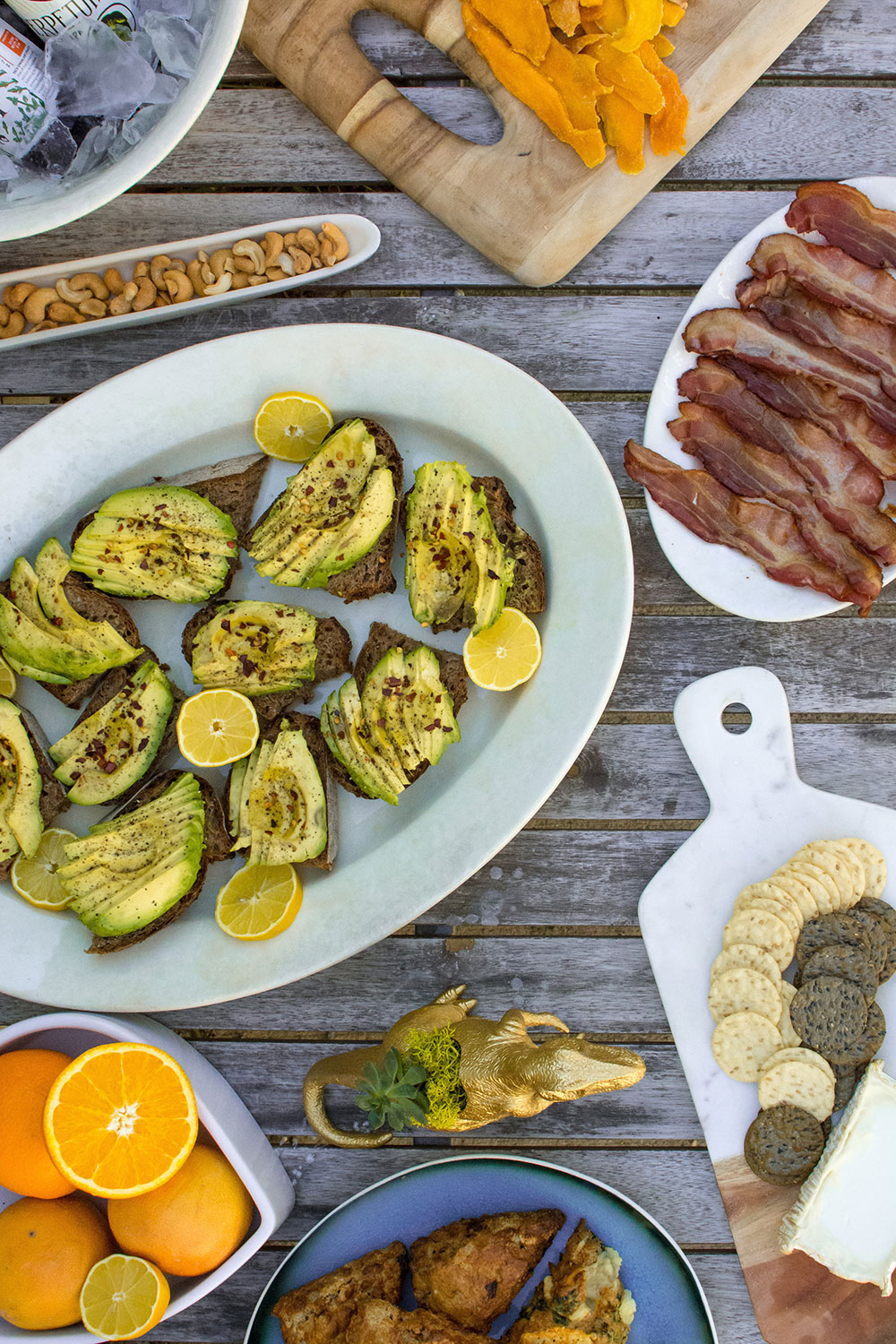 Avocados, Grilled Peaches, Bacon and Beer