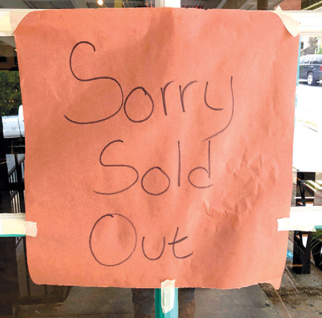 Sold out sign at Franklin's BBQ in Austin Texas