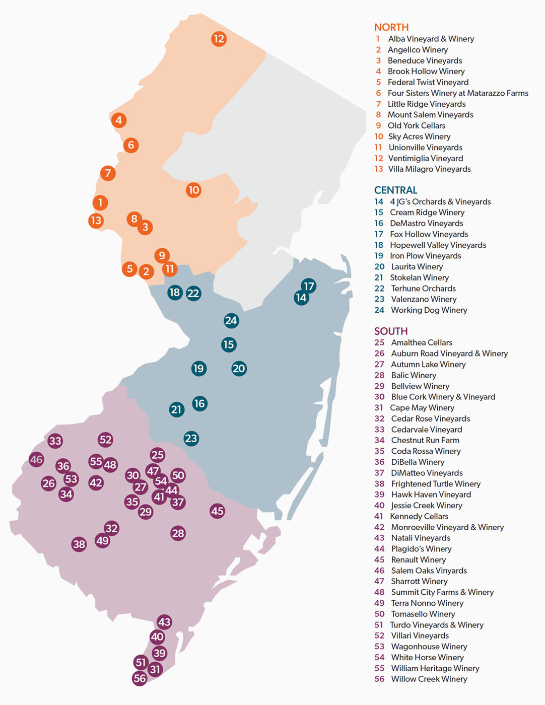 2022 Edible Jersey Winery Guide map