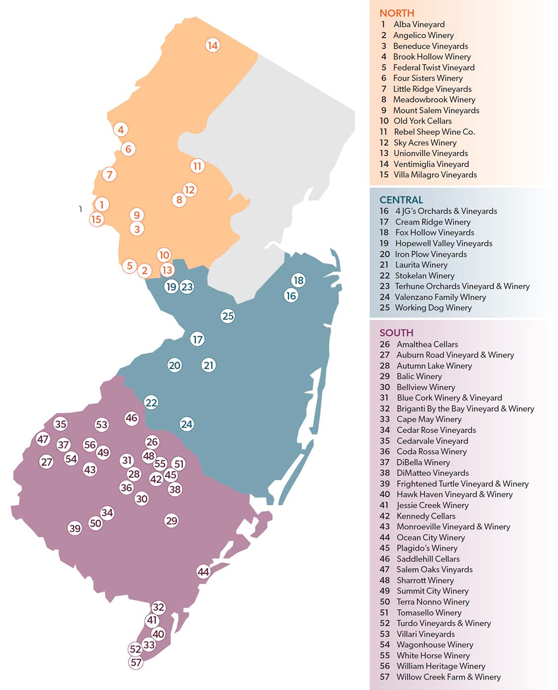 New Jersey Winery Guide Map 2024