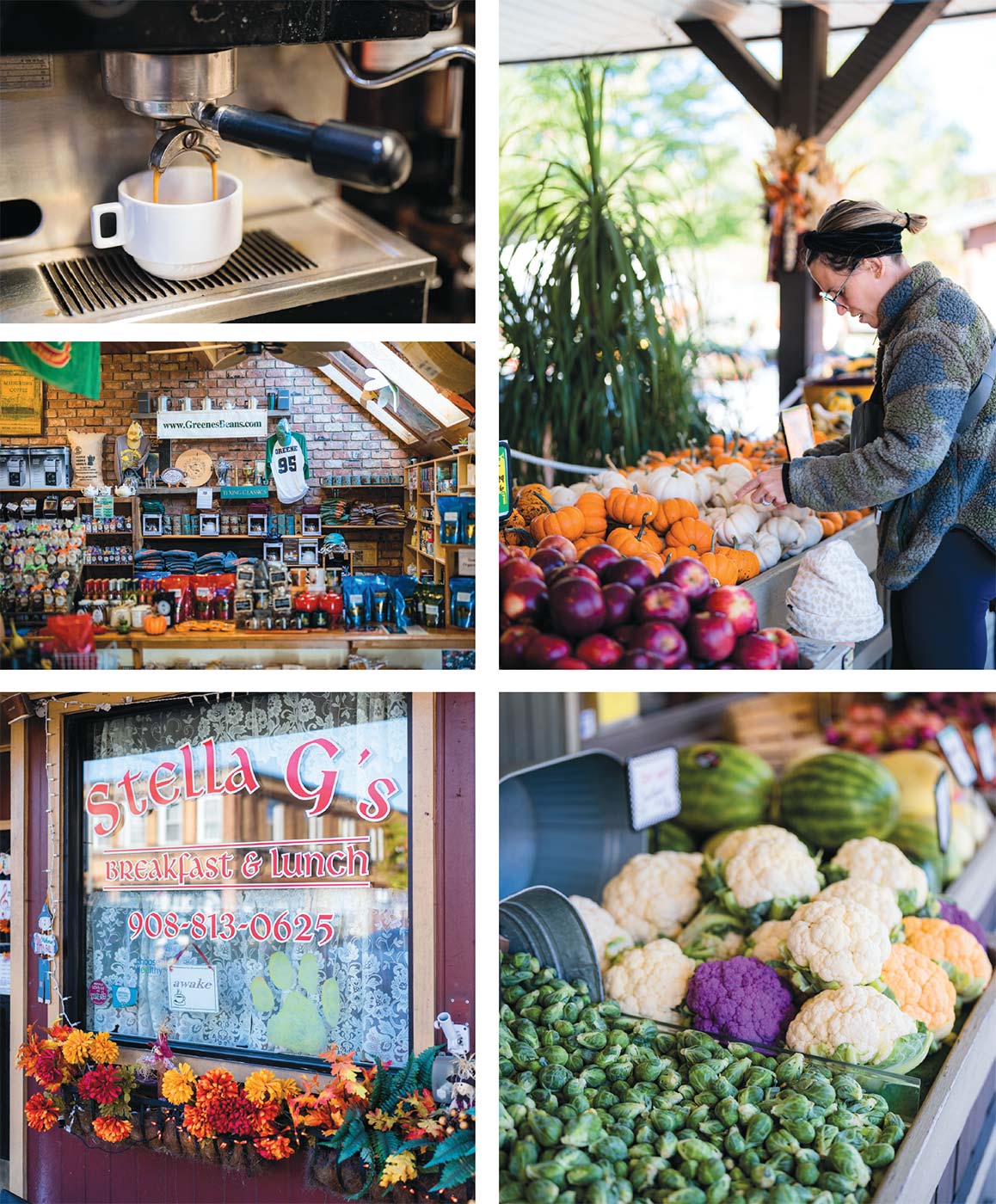 Coffee at Greene’s Beans Café, Donaldson Farms, Stella G’s, merchandise at Greene’s Beans