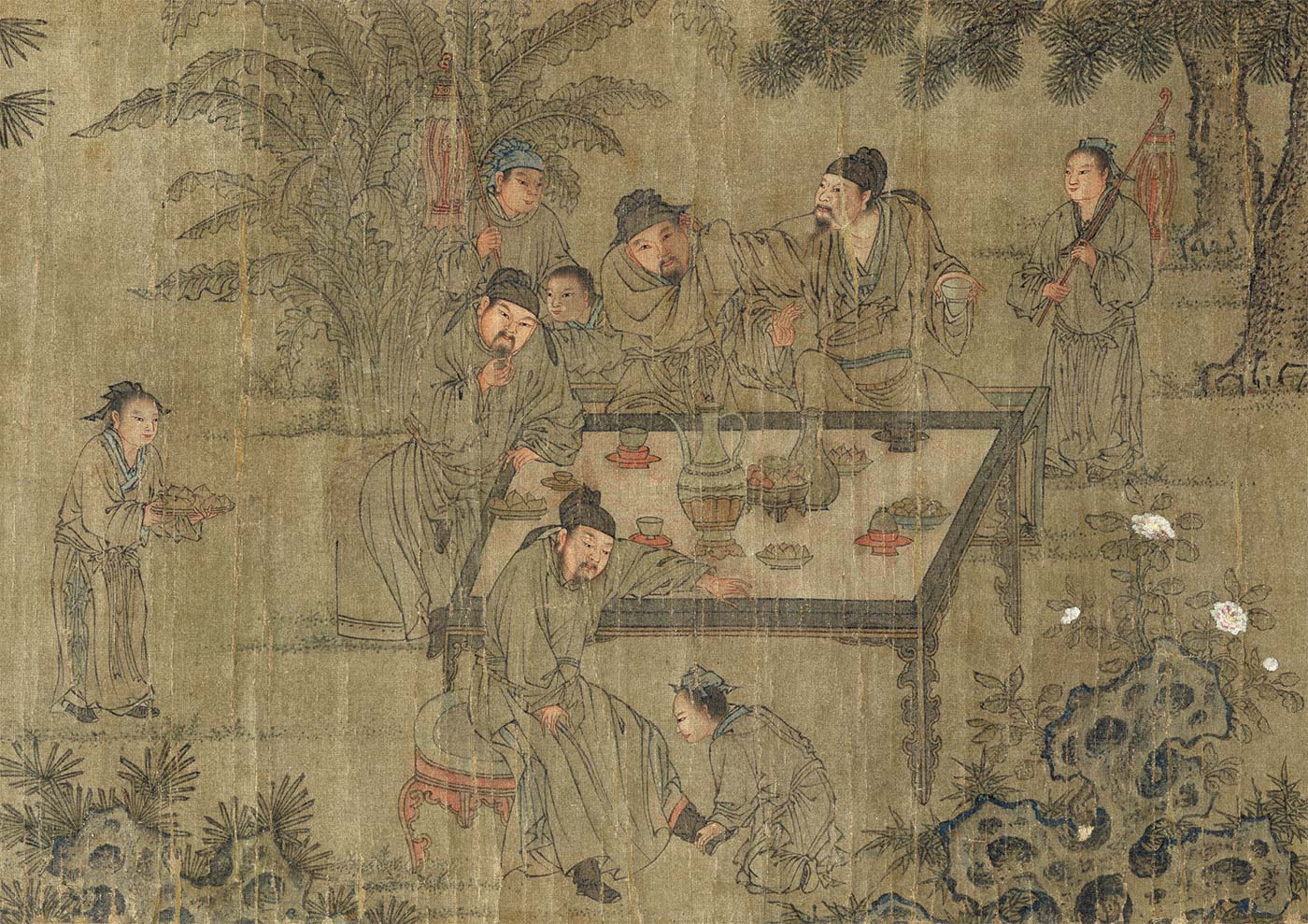 Yuan dynasty, 1260–1368; Evening Literary Gathering (detail). Handscroll; ink and color on silk, 26.2 x 160 cm. Private collection. Photograph: Chiu Lem