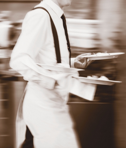 waiter serving food