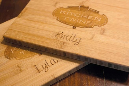 The girls’ personalized cutting boards