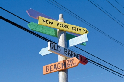 Colorful signs point your way around town