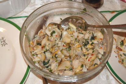 scungilli salad with mushrooms