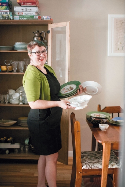 Sarah Grey with heirloom dishes