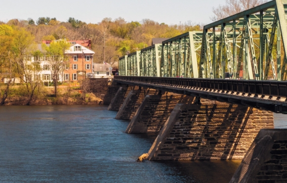 bridge over the river in Frenchtown New Jersey