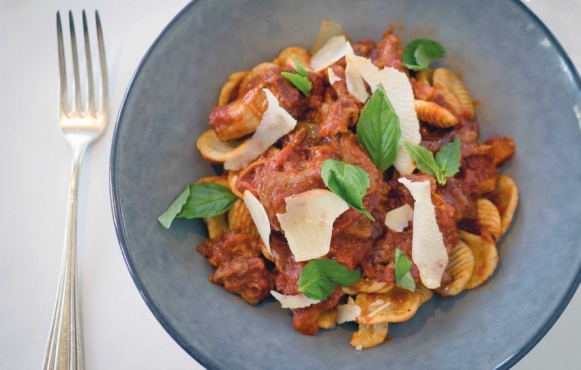 Oxtail and Tomato Stew with Orecchiette