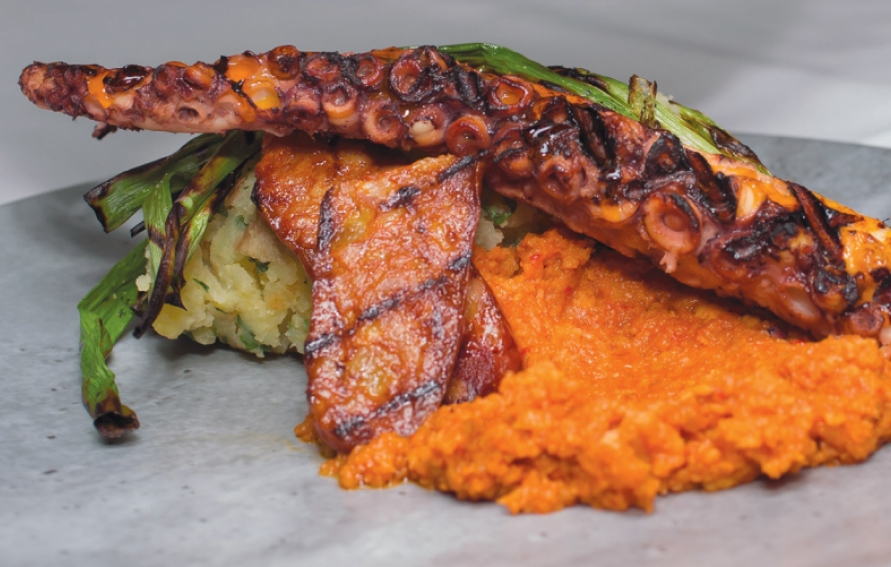 Grilled Octopus And Chorizo With Crushed Potatoes Grilled Scallions And Romesco Sauce Edible Jersey,What Is Pectin Made Of