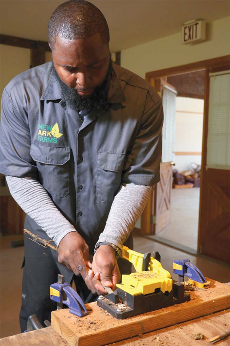 James Williams at the grafting table.