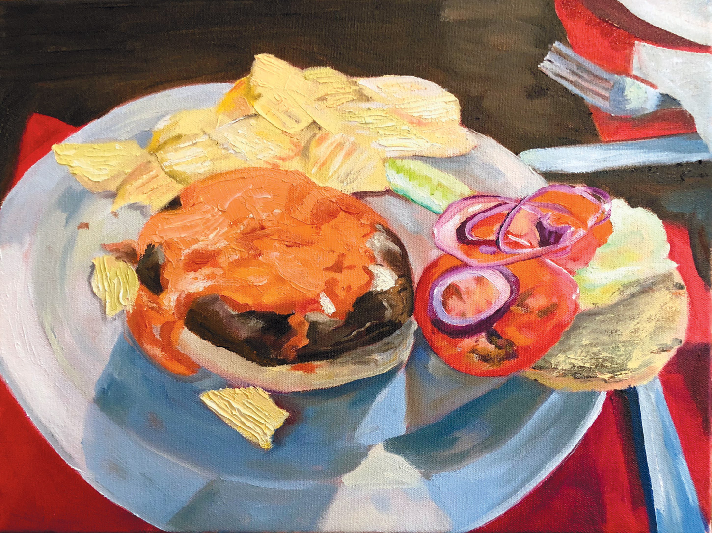 painting of a cheeseburger