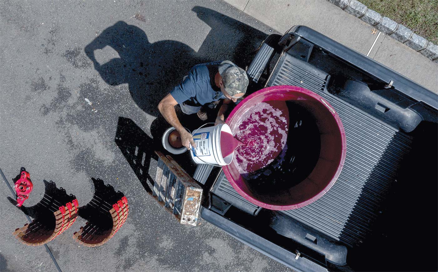 making wine in the driveway